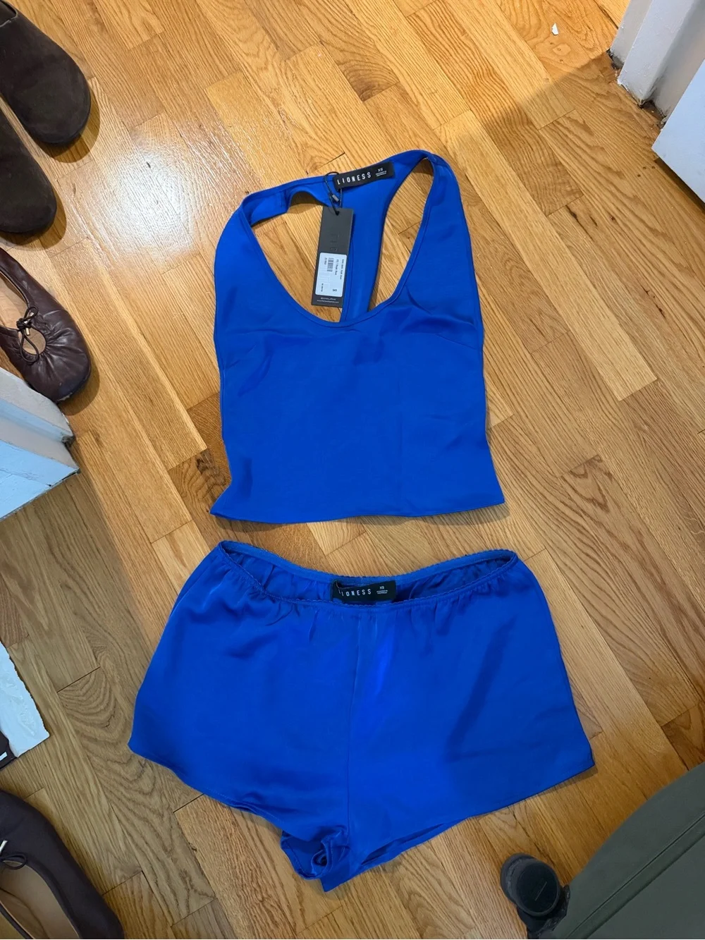 Lioness Electric Blue Satin Tank & Shorts Set NEW WITH TAGS